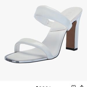 DKNY White Heeled Mules with Transparent Straps